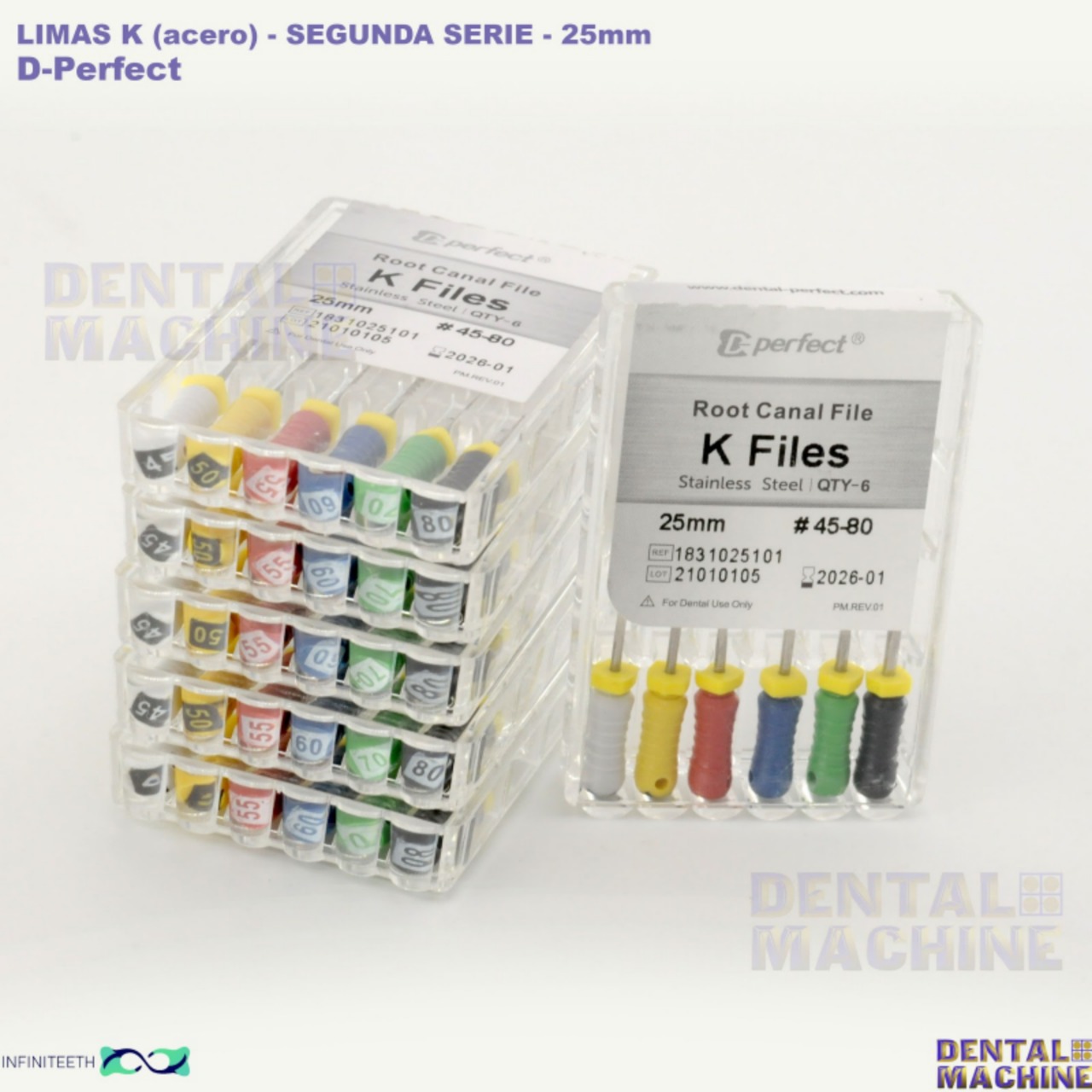 Limas K Files (acero) - 25mm - Segunda serie (# 45 - 80) - Dental Machine