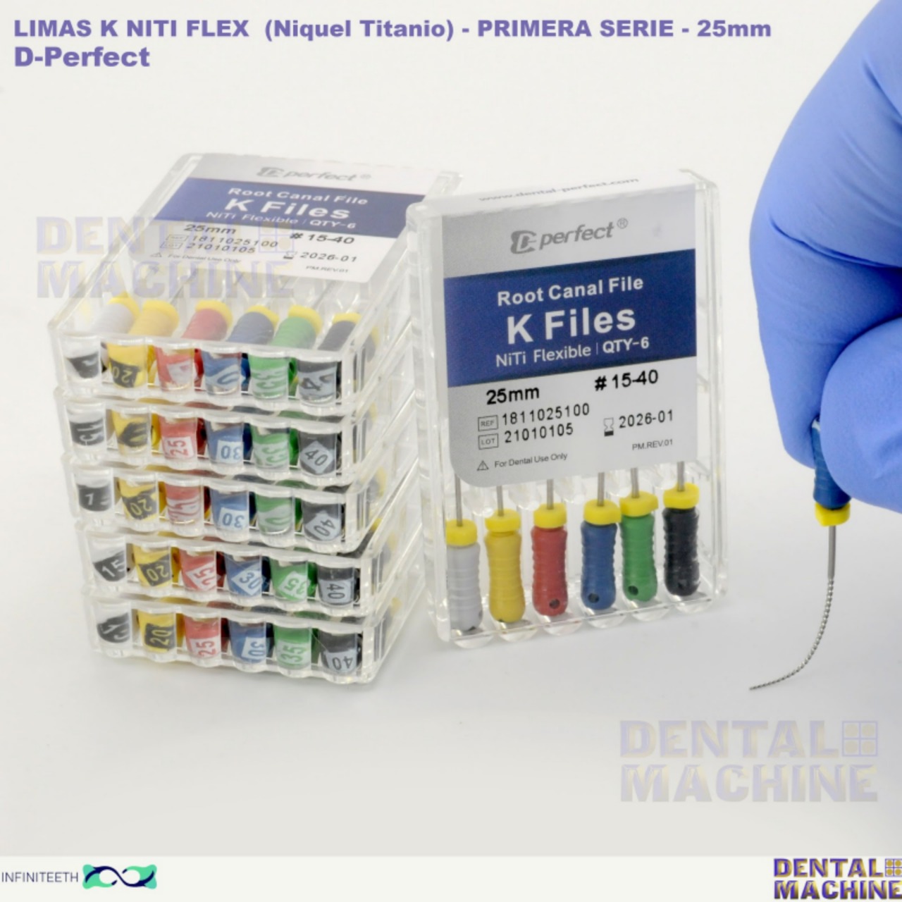 Limas K Niti Flex (Níquel Titanio) - Segunda serie (# 45 - 80) - 25mm -  Dental Machine